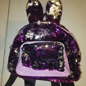 Girls like new bunny sequin purse backpack